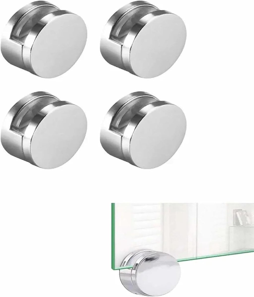 Set van 4 glazen klemmen van zinklegering voor badkamers, spiegels en woonruimtes, ideaal voor wandmontage en stevige bevestiging