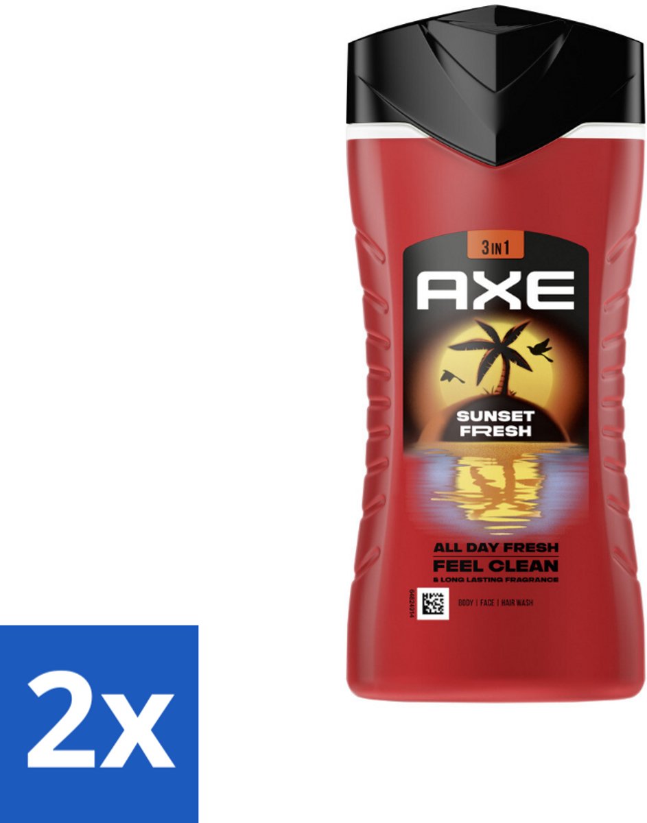 Axe – Douchegel 3-in-1 – Sunset Fresh – 250 ml - Voordeelverpakking - 2 stuks
