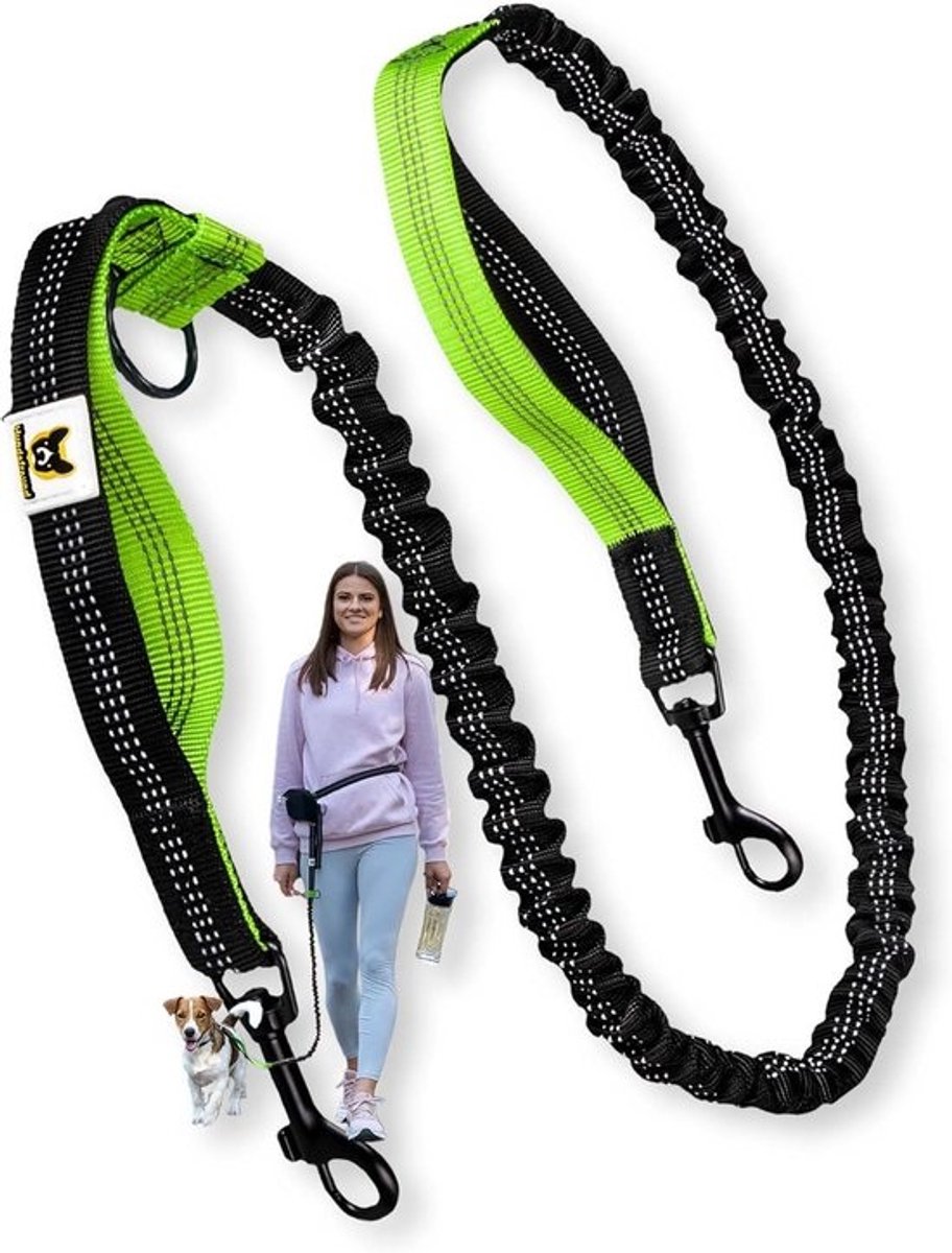 Verstelbare Elastische Verlengstuk voor Hondenriem tot 15 kg – Ideaal voor Kleinere Honden – 110 tot 160 cm, Met 2 Handgrepen en Reflecterende Stiksels