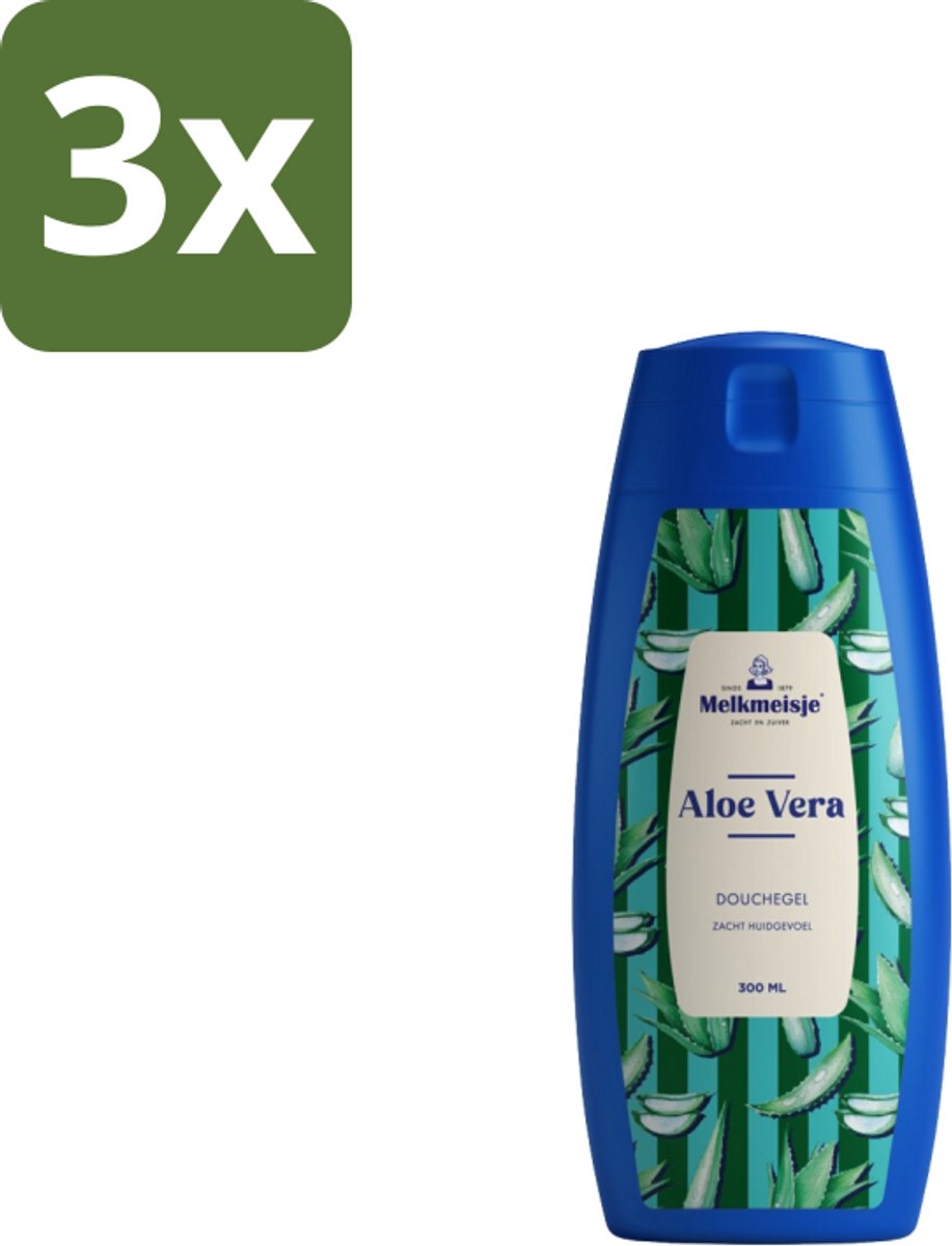 Melkmeisje – Douchegel – Aloe Vera – Zacht Huidgevoel – 300 ml - Bulkverpakking - 3 stuks