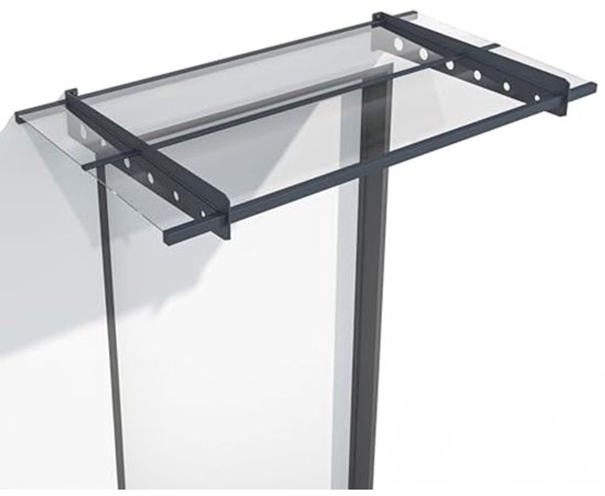 Luifel voor voordeur 150x80 cm - Akoestisch glas & staal - moderne donkergrijze overkapping