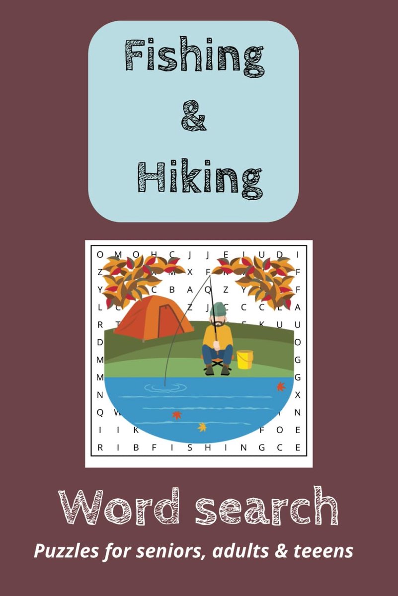 Hiking and Fishing Word Search Puzzle Book: Word Searches with Easy to Read Print about Fishing, Rods , Hiking - ShopVlot