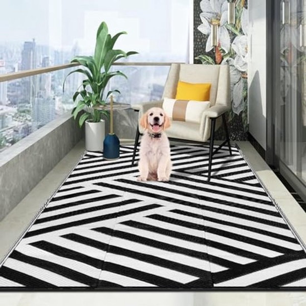 Weerbestendig Buiten Tapijt 120x180 CM – UV-Bestendig, Water- en Schimmelwerend, Opvouwbaar en Wasbaar