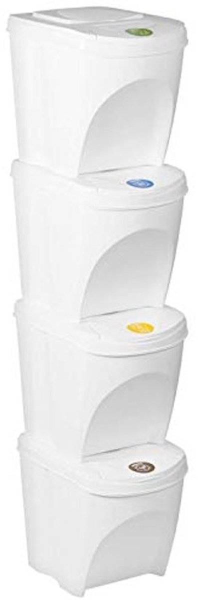 Set van 4 Vuilnisemmers voor Afvalscheiding - 80 Liter (4 x 20L) - Organiseren en Beheren van Afval in de Keuken, Badkamer en Garage
