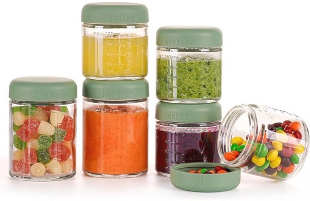 Siliconen Deksels Baby Bewaardoos - 6 Stuks Borosilicaatglas (100ml & 7oz)