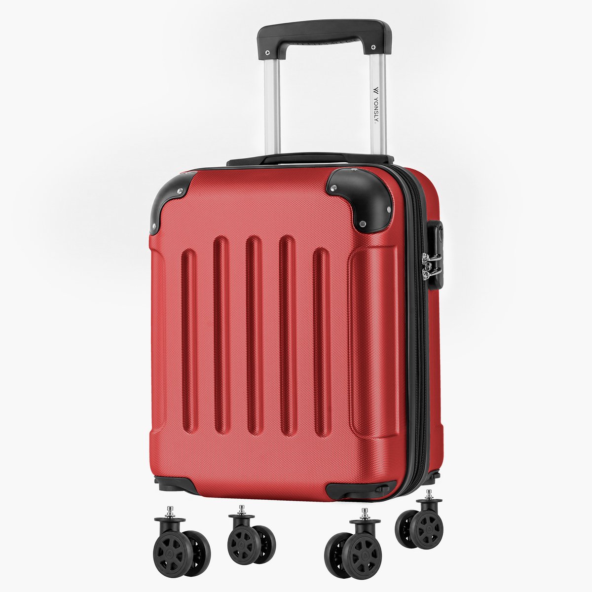 YONSLY Cabinekoffer met Afneembare Wielen - 46x31x20 cm - 25L - Rood