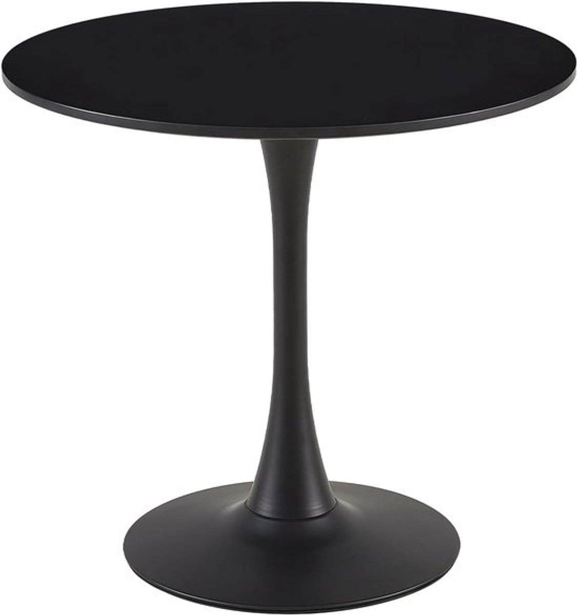 Ronde Eettafel voor 2 Personen - Moderne Bartafel met Stalen Voet, Ø70 cm - Zwart