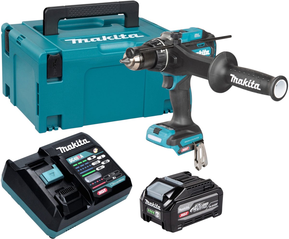 Makita HP 003 GU101 accu-slagboormachine 40 V max. 180 Nm borstelloos + 1x accu 4,0 Ah + oplader + Makpac