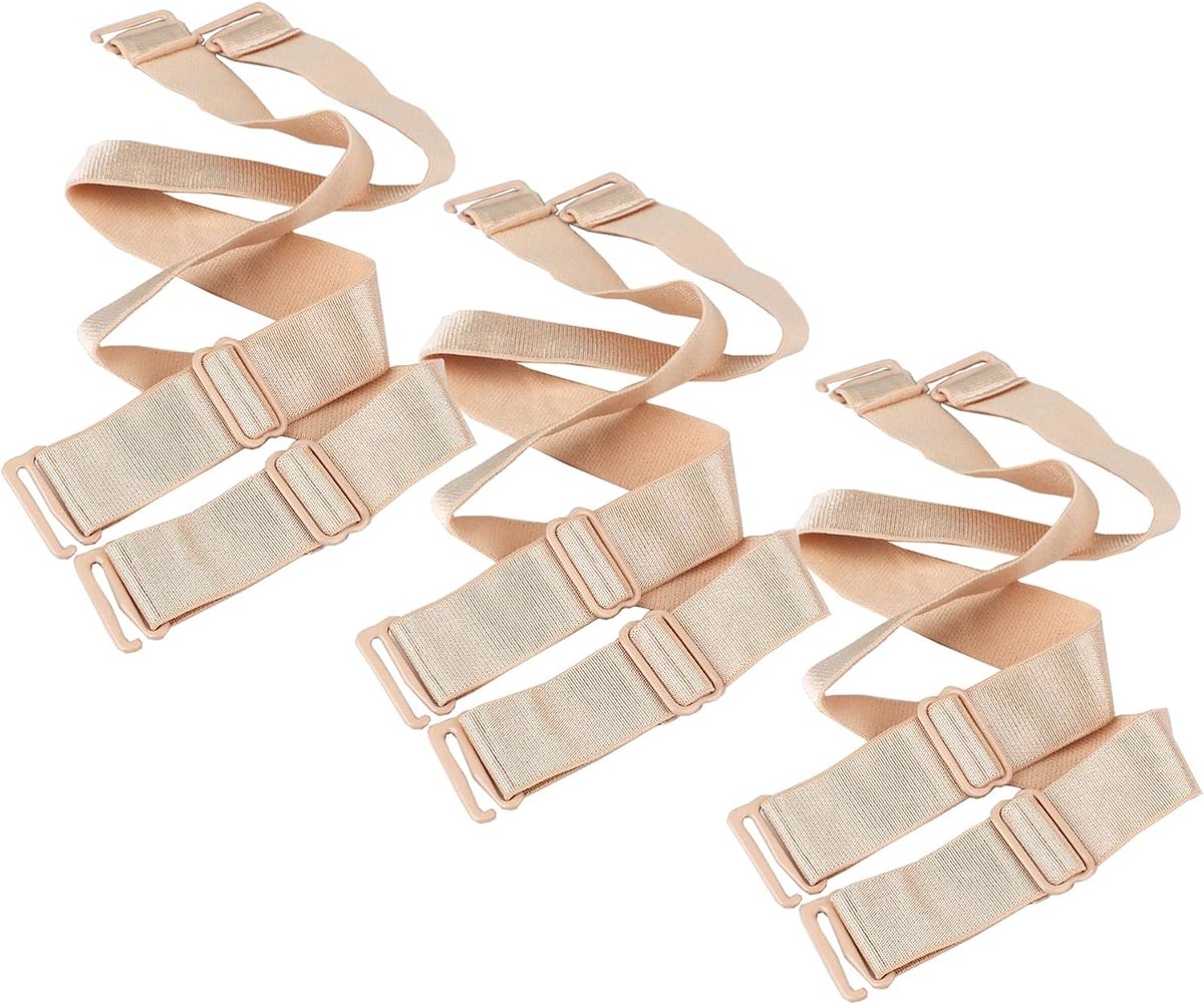 Vervangende Elastische Bh-Schouderbanden voor Dames, 3 Paar, Antislip Lingerie Straps, Beige, 18mm Breedte, Comfortabel en Duurzaam