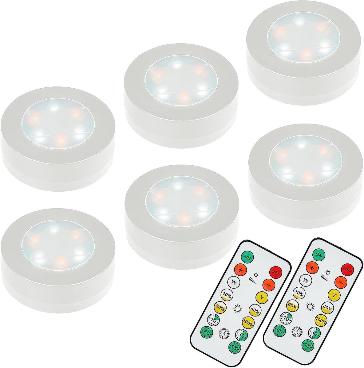 Dimbare onderkast verlichting, 6 stuks wandlampen op batterijen met afstandsbediening voor keukenkast, kast, trap en ladeverlichting