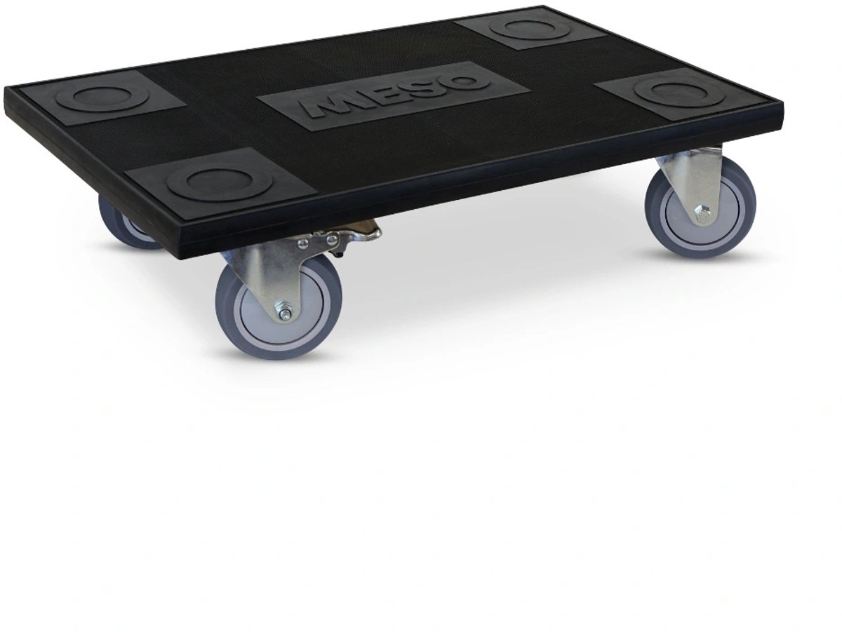 MESO Meubelroller - 350kg draagkracht - Rechthoekig - 2x Geremd - 580 x 350 mm - TPR Rubber wiel - Meubelhondje - Meubellifter - Hondje voor verhuizen - Transporthulp - Transportroller - Transportdolly - Verhuistrolley - Meubeltransporter