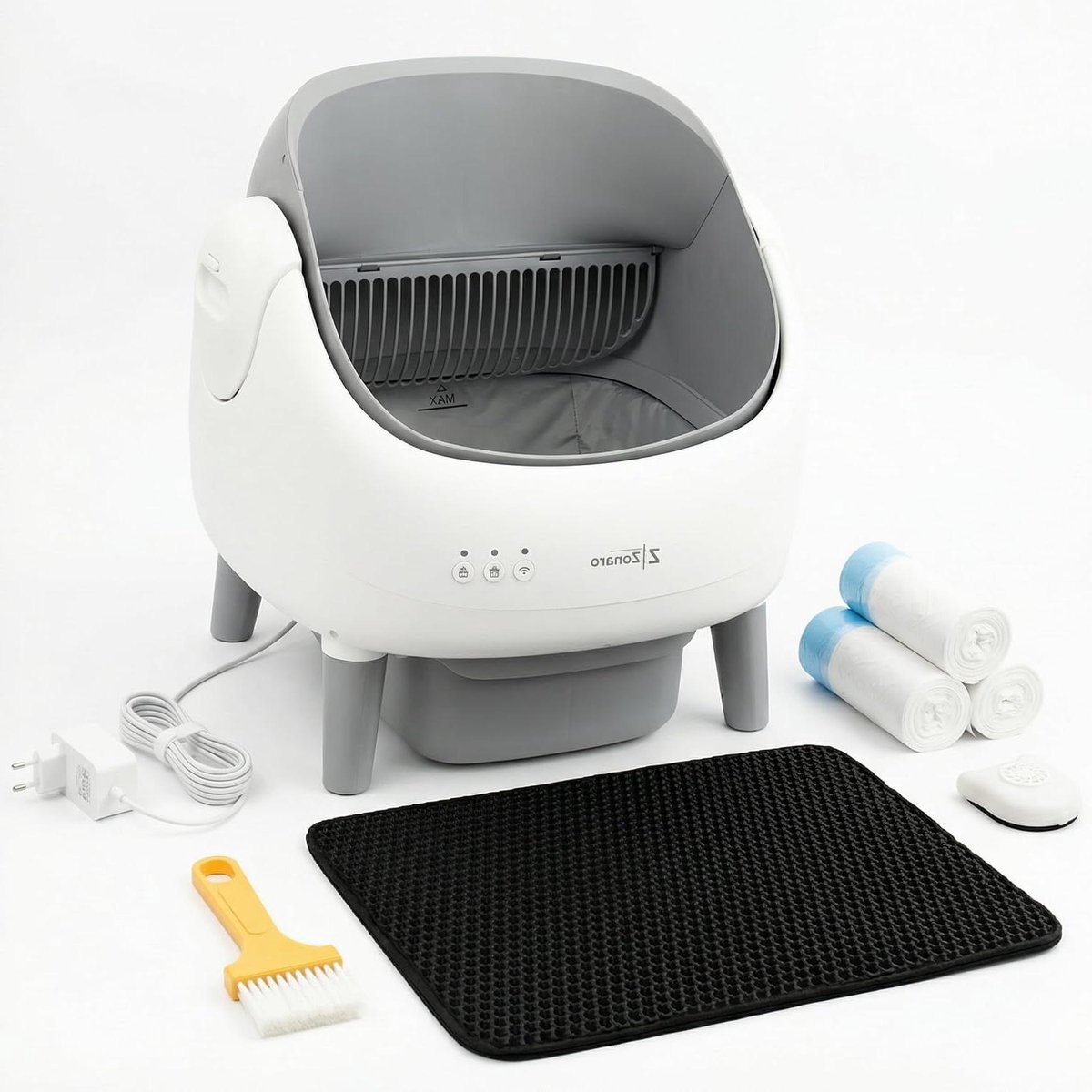 Automatische Kattenbak - Zelfreinigend Toilet - Kattenbak Onderhoud - App Bediening Gezondheid - XXL 76 Liter - Wit Grijs