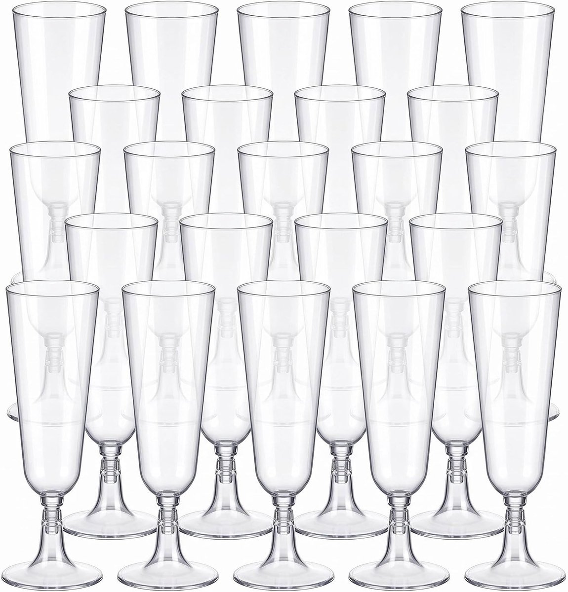 Set van 20 herbruikbare champagneglazen van kunststof, 16,5 cm, ideaal voor feesten, evenementen en partijen