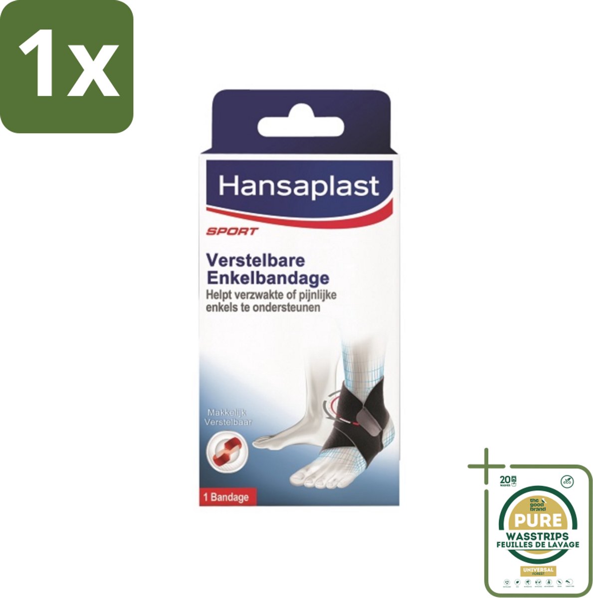 1 x Hansaplast - Sport Enkel Bandage - Enkelsteun - Enkel Brace - Verstelbaar - Zwart- Enkelsteun - Enkelbandage - Enkelbrace - Enkelblessure - Enkelinstabiliteit