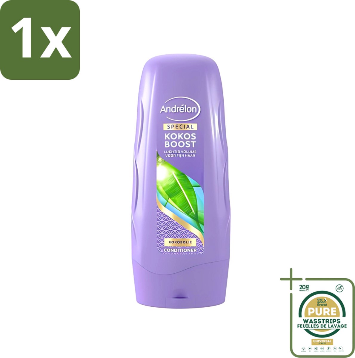 1 x Andrélon - Kokos Boost - Conditioner - Voor Droog Haar - 300 ml- Droog Haar - Kokosolie - Hydratatie - Voeding - Natuurlijke Glans