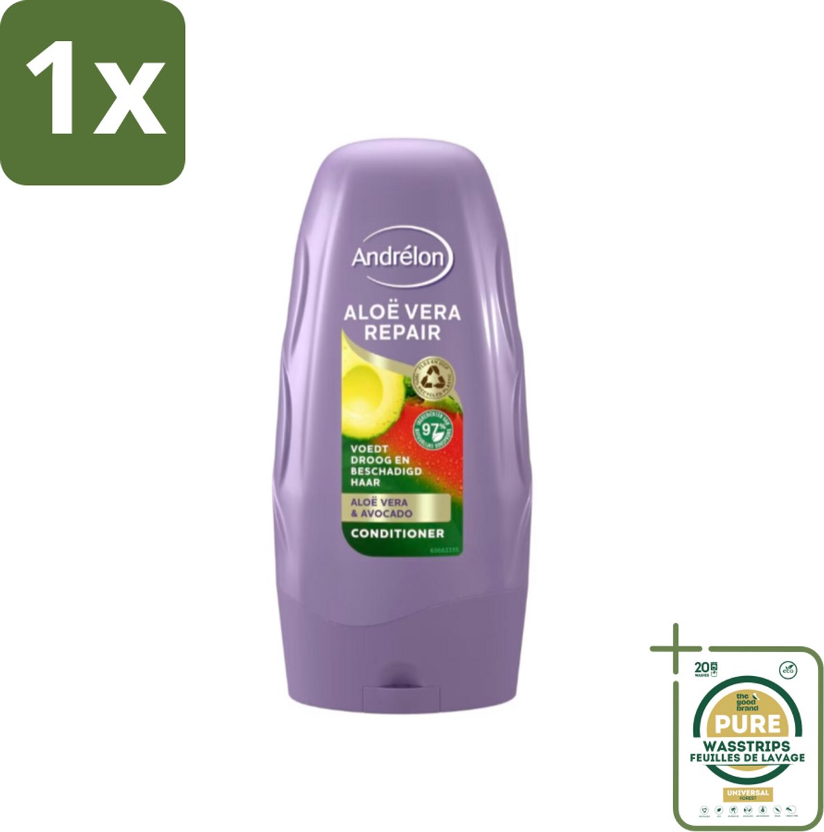 1 x Andrélon Conditioner Aloe Vera Repair 250 ml- Haarkleur - Haarverzorging - Haarherstel - Droog Haar - Beschadigd Haar