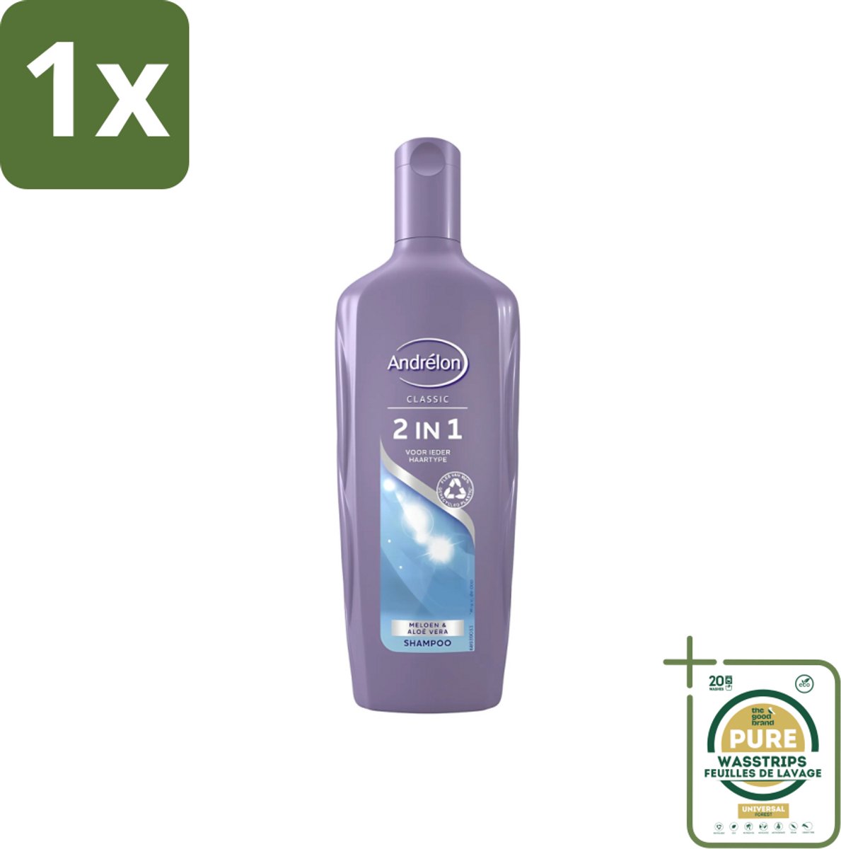1 x Andrélon - 2-in-1 - Shampoo - Voor Snel & Effectief Wassen - 300 ml- 2-in-1 Shampoo Conditioner - Snel Wassen - Effectief Wassen - Haar Reinigen - Haar Verzorgen