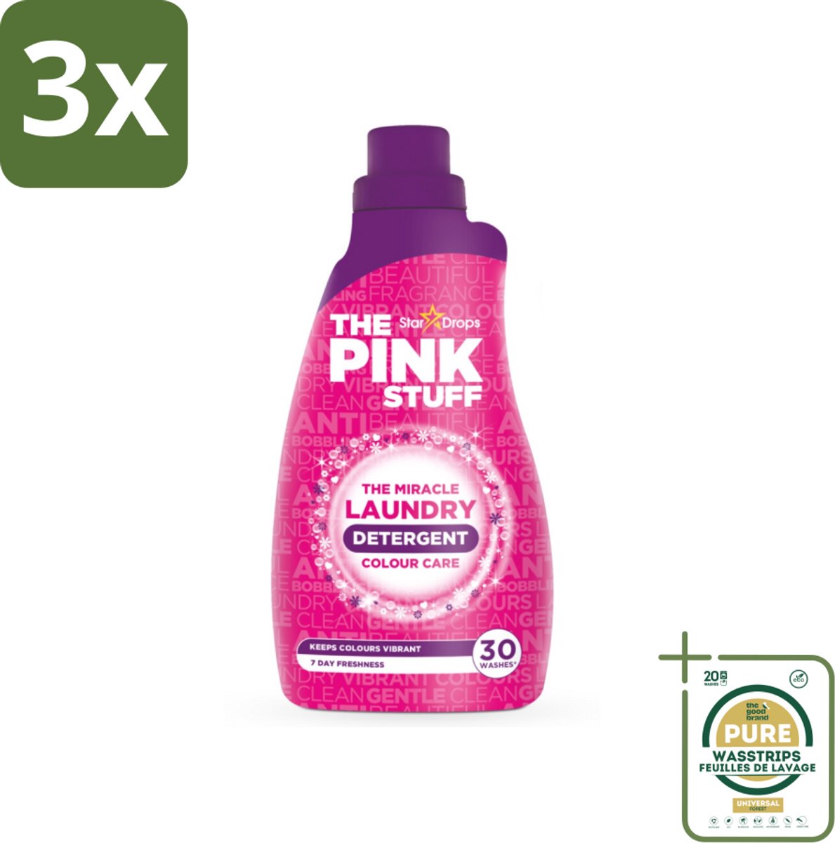 3 x The Pink Stuff - Wasgel - Gekleurde was - Wasmiddel - 30 Wasbeurten - 960ml - Grootverpakking - Wasgel - Gekleurde Was - Vlekken Verwijderen - Kleur Behouden - Fris Ruiken