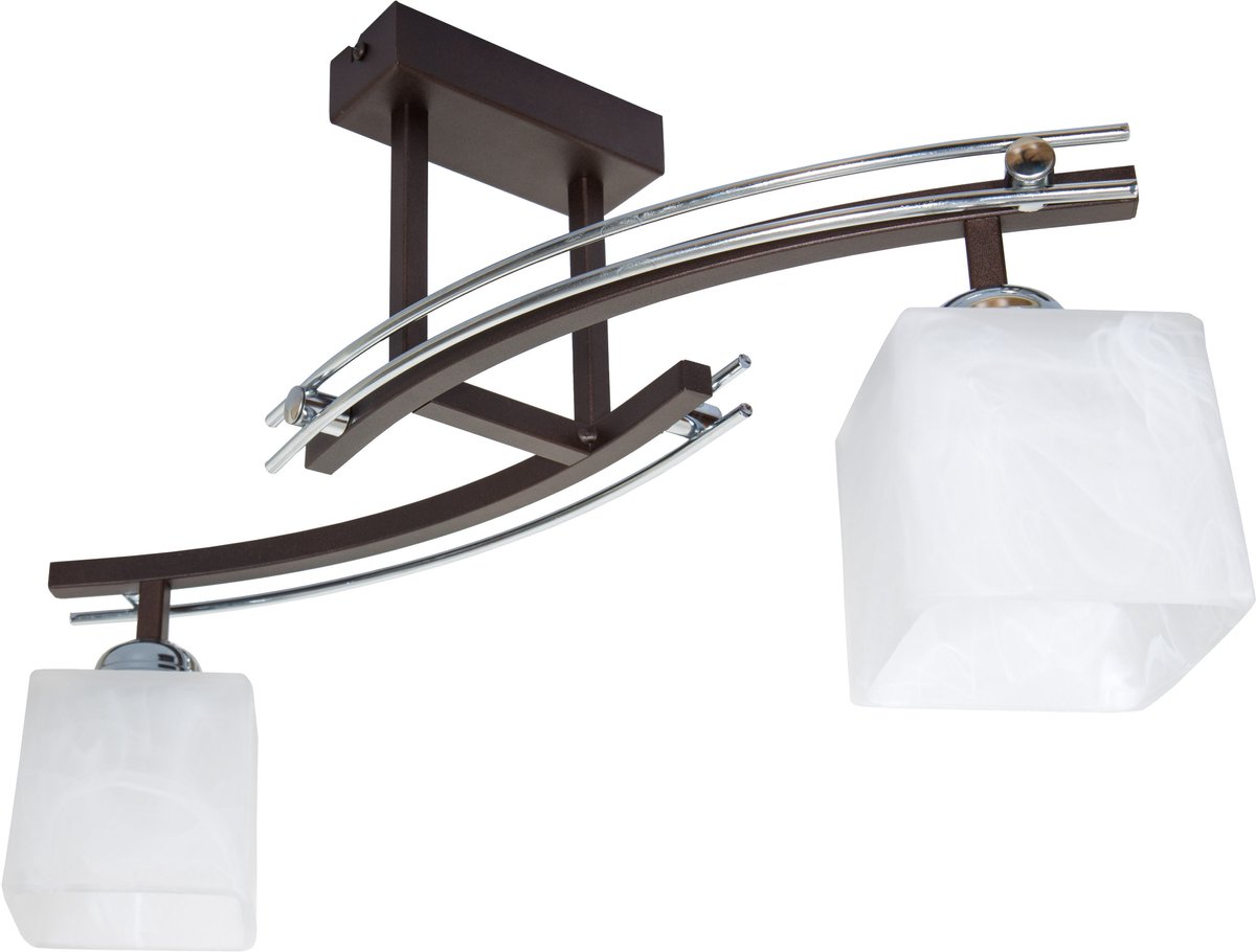 Elegante hanglamp met glazen kappen, 2xE27 fitting, woonkamer/slaapkamer