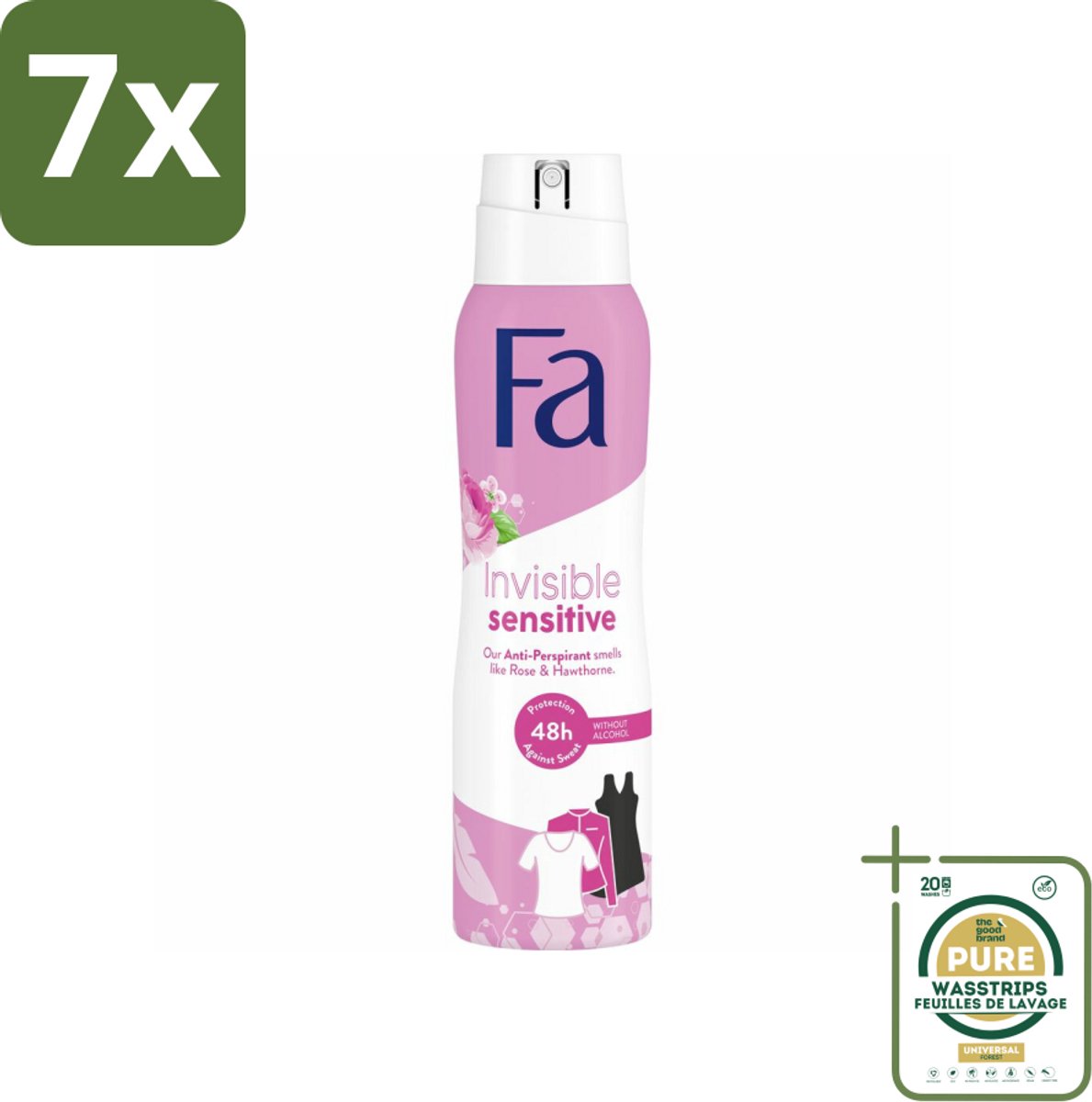 7 x Fa Deodorant Spray Invisible Sensitive 150 ml - Grootverpakking - Deodorant Spray - Anti-transpirant - Perspirant - Gevoelige Huid - 48 Uur Bescherming