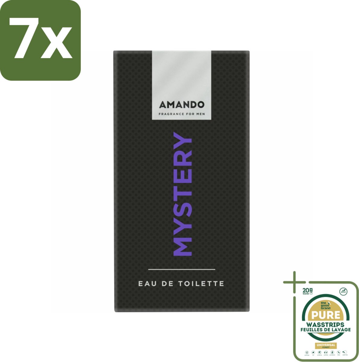 7 x Amando Mystery Eau de Toilette 50 ml - Grootverpakking - Amando Mystery Eau De Toilette - Mannelijke Geur - Mysterieuze Geur - Kruidige Geur - Vanille Geur