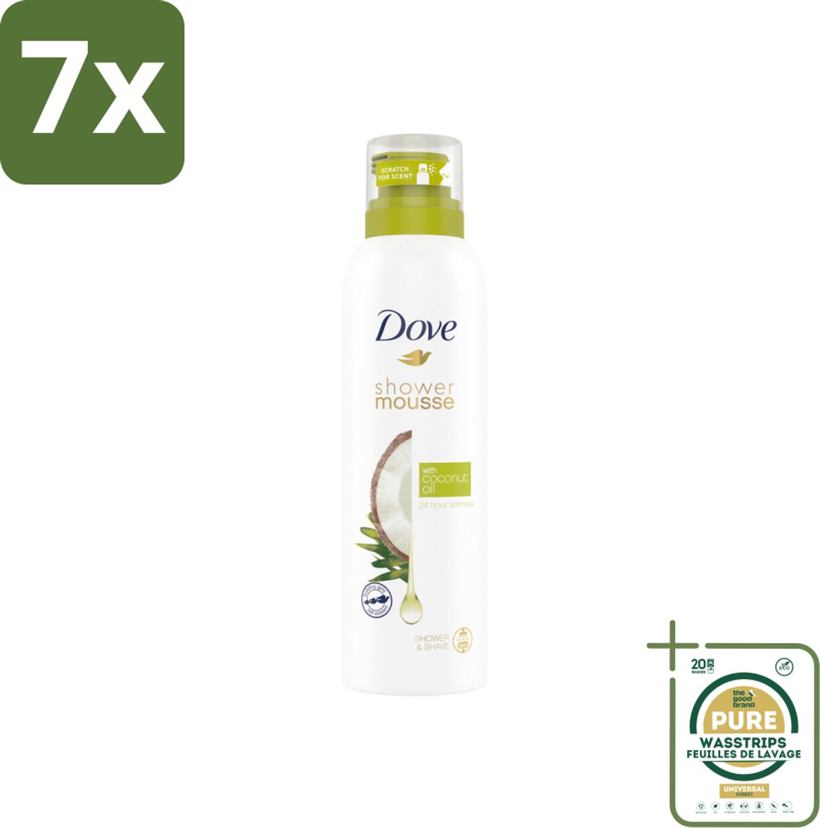 7 x Dove Shower Foam Coconut Oil 200 ml - Grootverpakking - Douche Mousse - Kokosolie Douche - Huid Verzorging - Scheerervaring - Wellness Douche