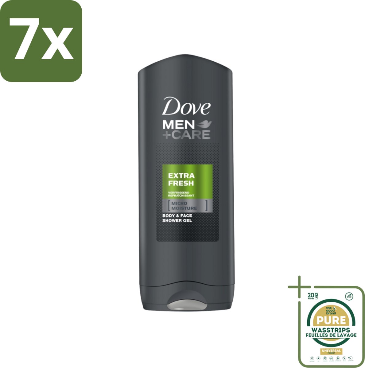 7 x Dove - Douchegel - Men+ Care Extra Fresh - Verfrissend en energiegevend - 250 ml - Grootverpakking - Douchegel - Huidbeschermend - Gevoelige Huid - Uitdroging - Kalmerend