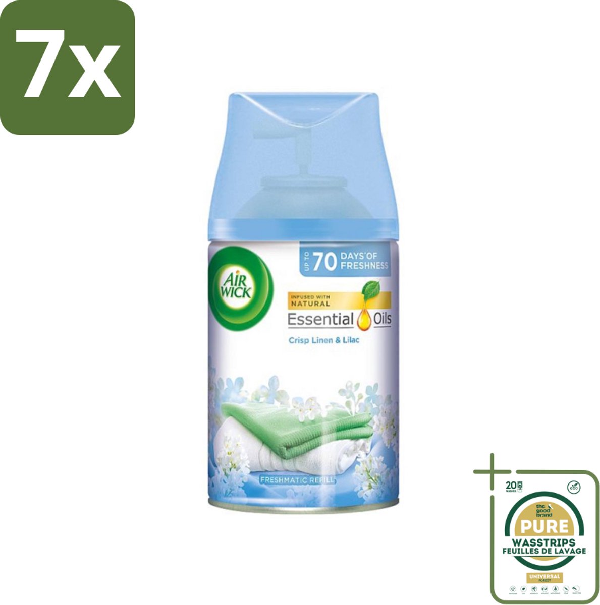 7 x Air Wick - Luchtverfrisser Navulling - Fris Linnen & Lila - Automatische Spray - 250 ml - Grootverpakking - Luchtverfrisser - Frisheid - Geur - Geurverspreiding - Automatische Geur