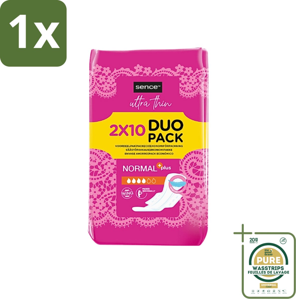1 x Sence - Normaal - Maandverband - Zonder Vleugels - 2 x 10 Maandverbanden- Maandverband - Menstruatie - Normale Menstruatie - Zonder Vleugels - Discreet