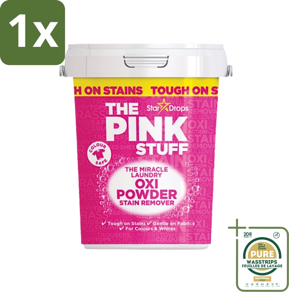 1 x The Pink Stuff - Vlekverwijderaar - Voor Bonte Was - 1kg- Vlekverwijderaar - Wasgoed Reinigen - Vlekken Verwijderen - Poeder Voor Was - Kleurbehoud