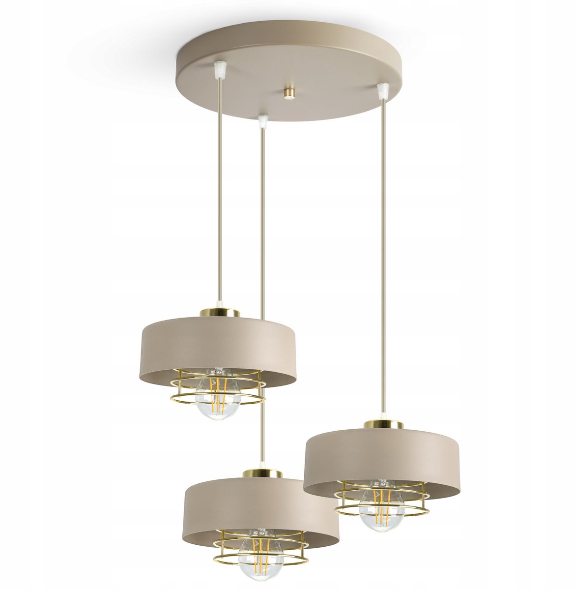 Merkloze Hanglamp Beige Goud ECRU 3xE27 LED - Stijlvol en Modern