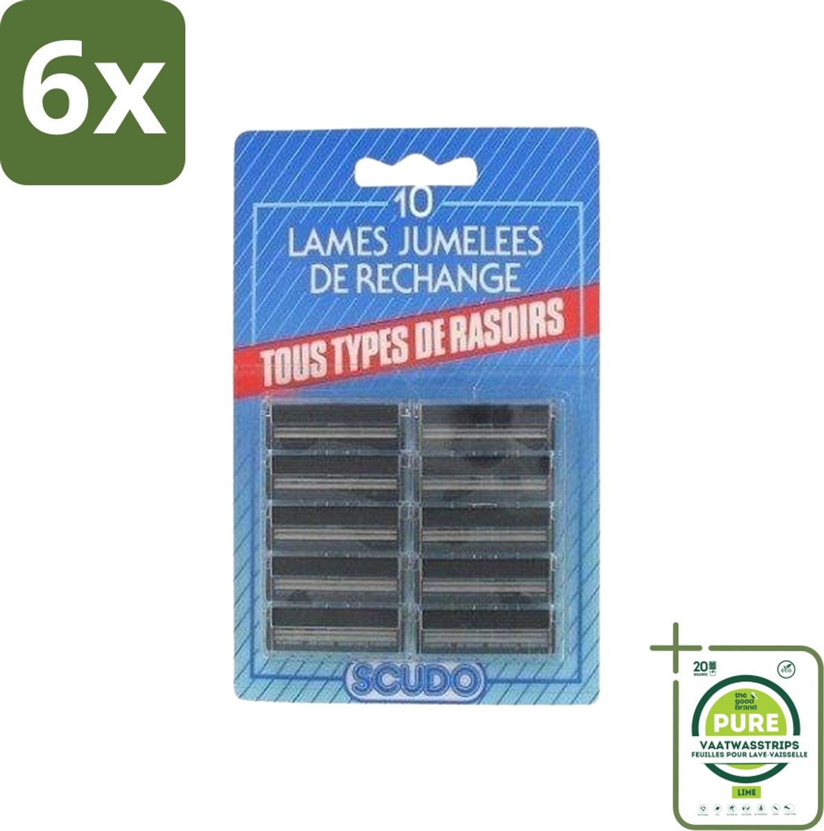 Scudo - Scheermesjes - 2 Scheerbladen - Vervangmesjes voor Gillette G2 & Contour - 10 Mesjes - Voordeelverpakking - 6 stuks - Scheermesjes - Scudo mesjes