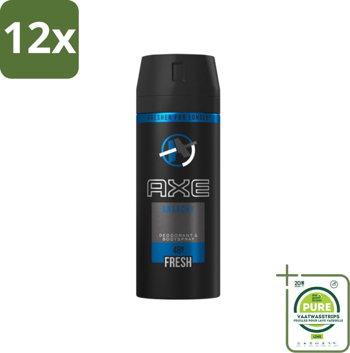 Axe - Deodorant Bodyspray - 48hrs Fresh - Anarchy for Him - 150 ml - Voordeelverpakking - 12 stuks - Axe Anarchy for Him - Deodorant bodyspray