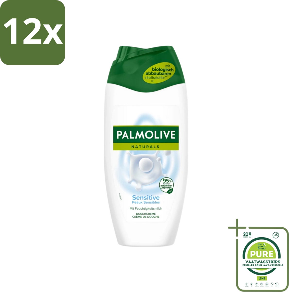 Palmolive Naturals - Douchegel - Sensitive - Voor Gevoelige Huid - 250 ml - Voordeelverpakking - 12 stuks - Gevoelige huid - Douchegel