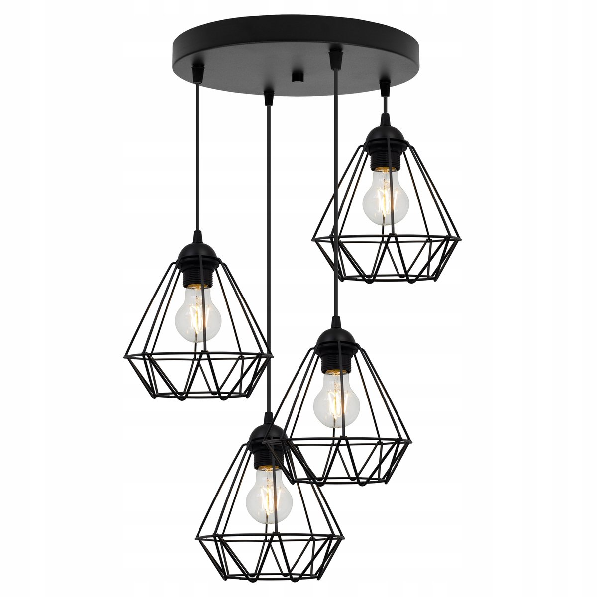 Zwarte Hanglamp Loft Zwart 4xE27 boven Tafel/Eiland