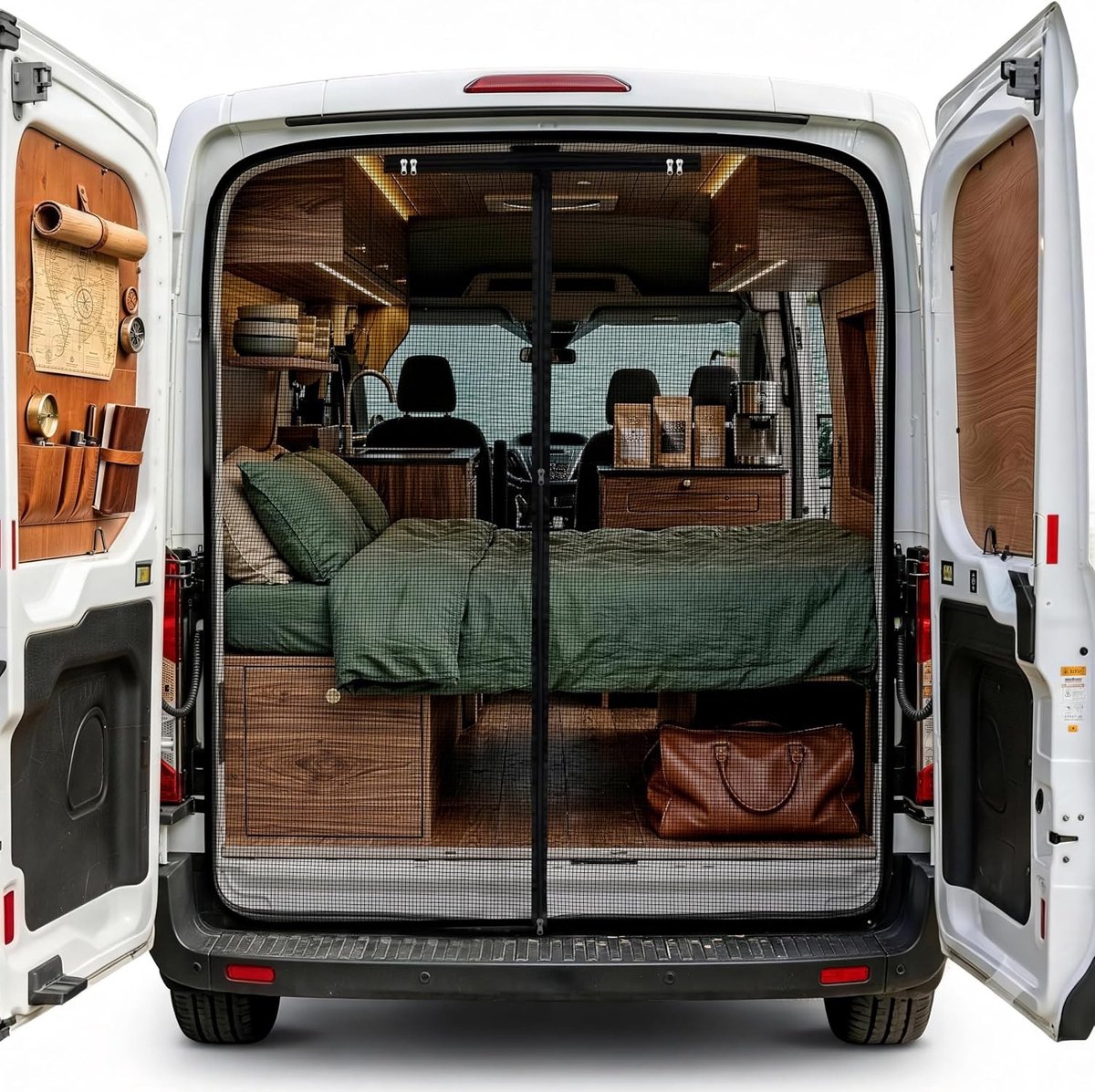 Insectenwerend Moskito Net met Rits en Magnetische Achterdeuren voor Ford Transit Custom - Bescherming Tegen Insecten en Zon - Ideaal voor Kamperen en Reizen