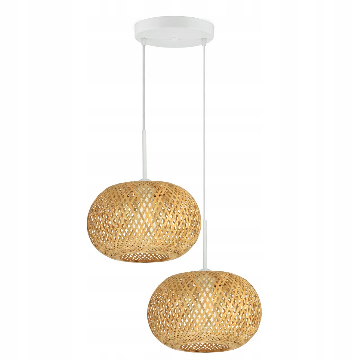 Merkloze Bamboe Hanglamp, Gevlochten Stijl, E27 Fitting, Wit
