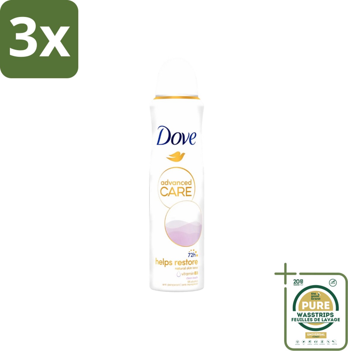 3 x Dove - Deodorant - Spray Clean Touch - Zachte geur en verzorging - 150 ml - Grootverpakking - Dove Clean Touch - Deodorant Spray - Anti-transpirant - Zweet En Geur - Fris