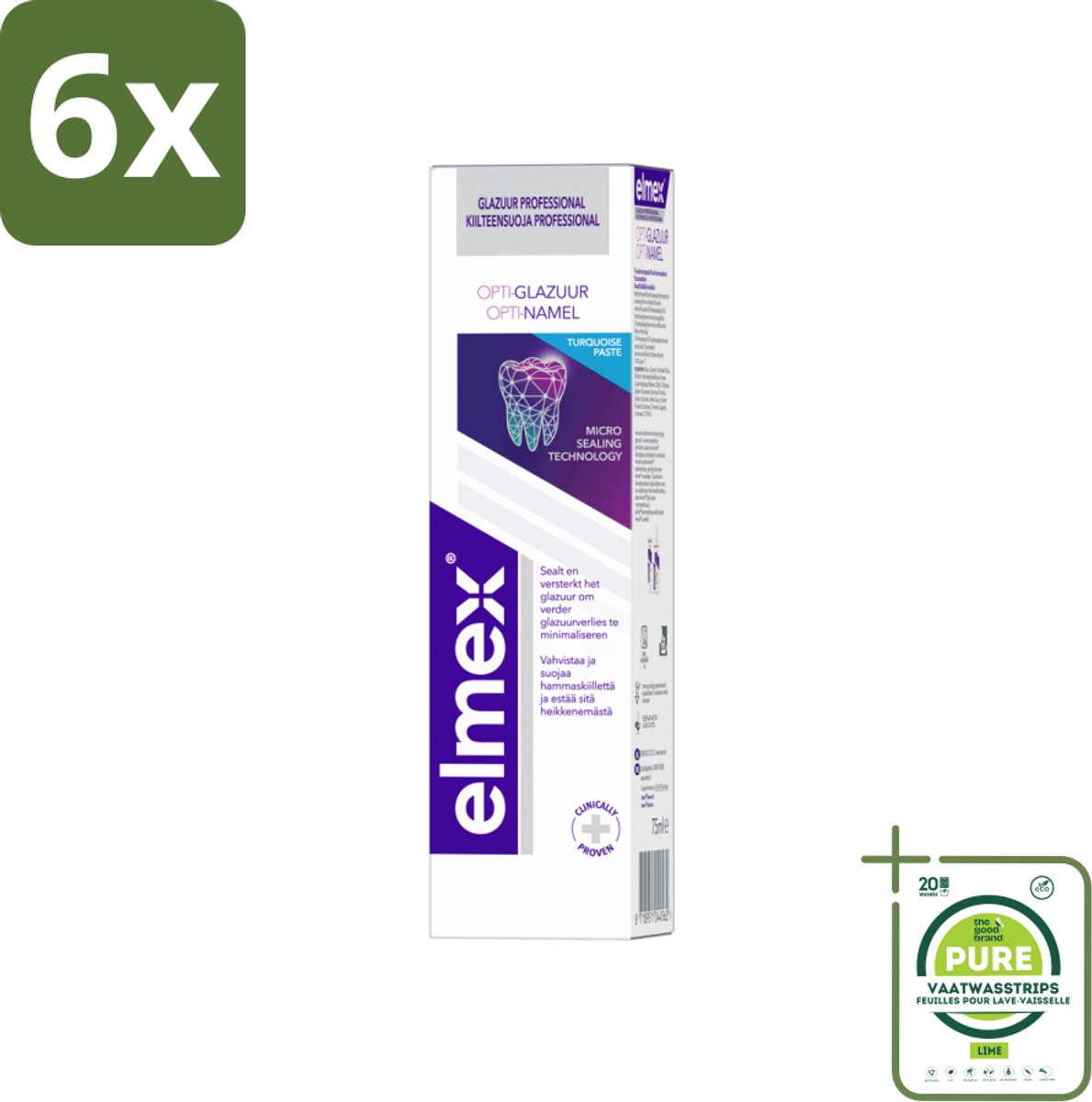 Elmex Tandpasta Glazuur Professional Opti-Glazuur 75 ml - Voordeelverpakking - 6 stuks - Tandpasta - Glazuurbescherming