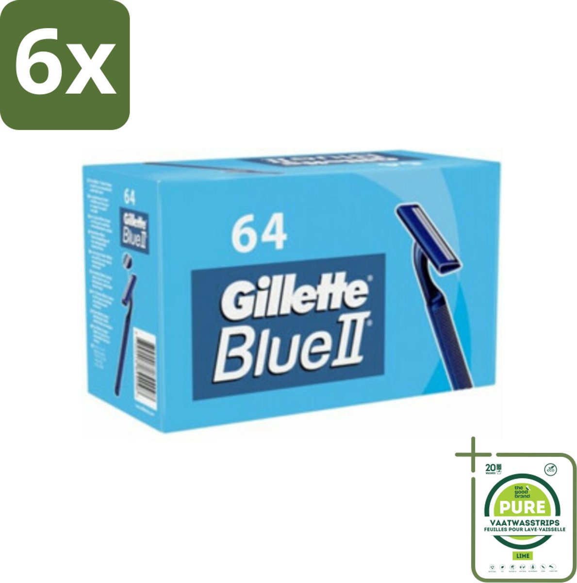 Gillette - Blue 2 - Wegwerpscheermesjes - Duurzaam en comfortabel - 64 Scheermesjes - Voordeelverpakking - 6 stuks - Scheermesjes - Wegwerpscheermesjes