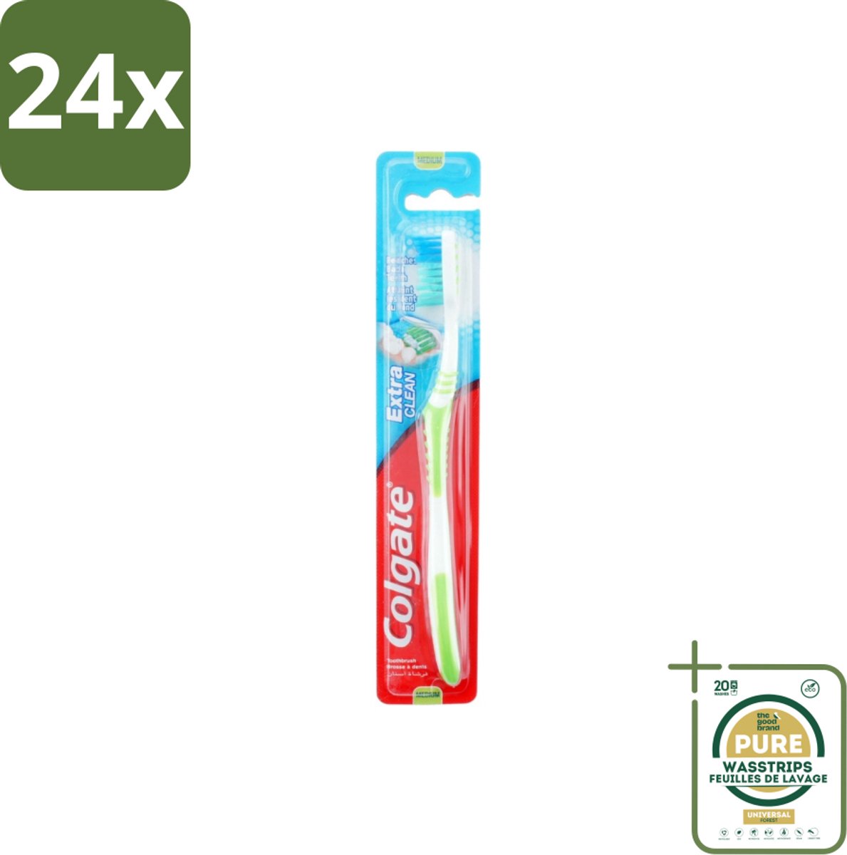 Colgate - Tandenborstel - Extra Clean Medium - 1 Tandenborstel - Voordeelverpakking - 24 stuks - Tandenborstel medium - Tandenborstel gebogen kop