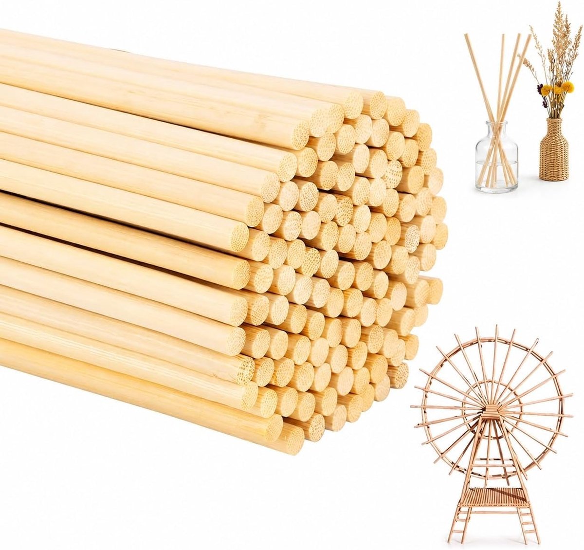 Houten Craft Sticks - 100 Stuks, 300x5 mm, Natuurlijke Hout, Geschikt voor DIY Projecten, Modelbouw en Creatieve Klussen