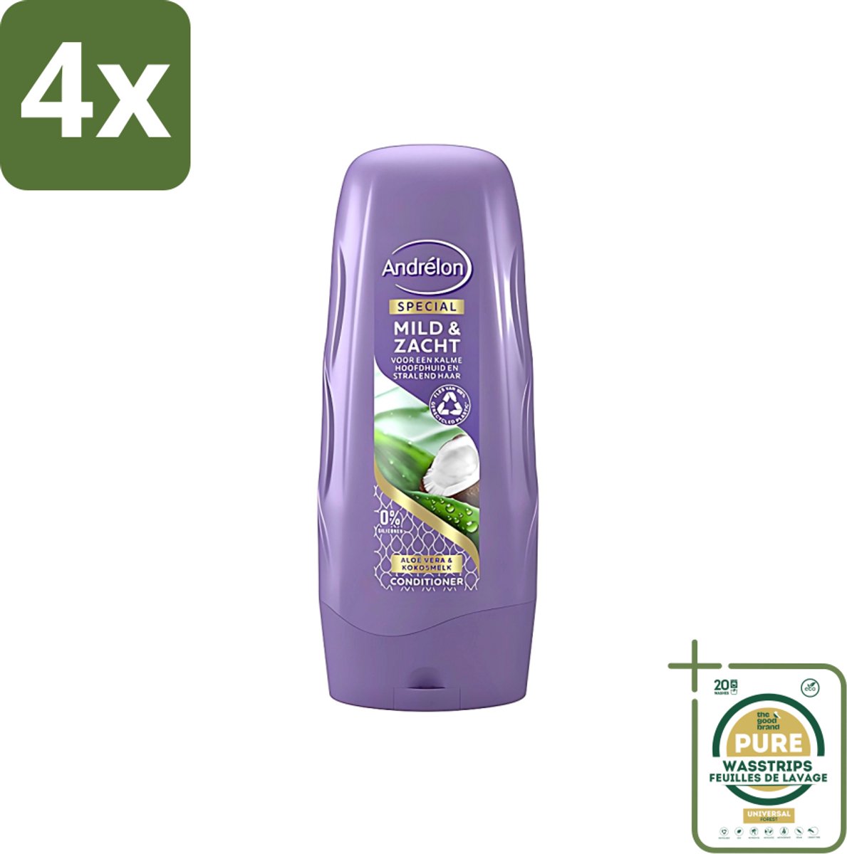 Andrélon - Mild & Zacht - Conditioner - Voor Gevoelige Hoofdhuid - 300 ml - Voordeelverpakking - 4 stuks - Mild haarverzorging - Zachte haar