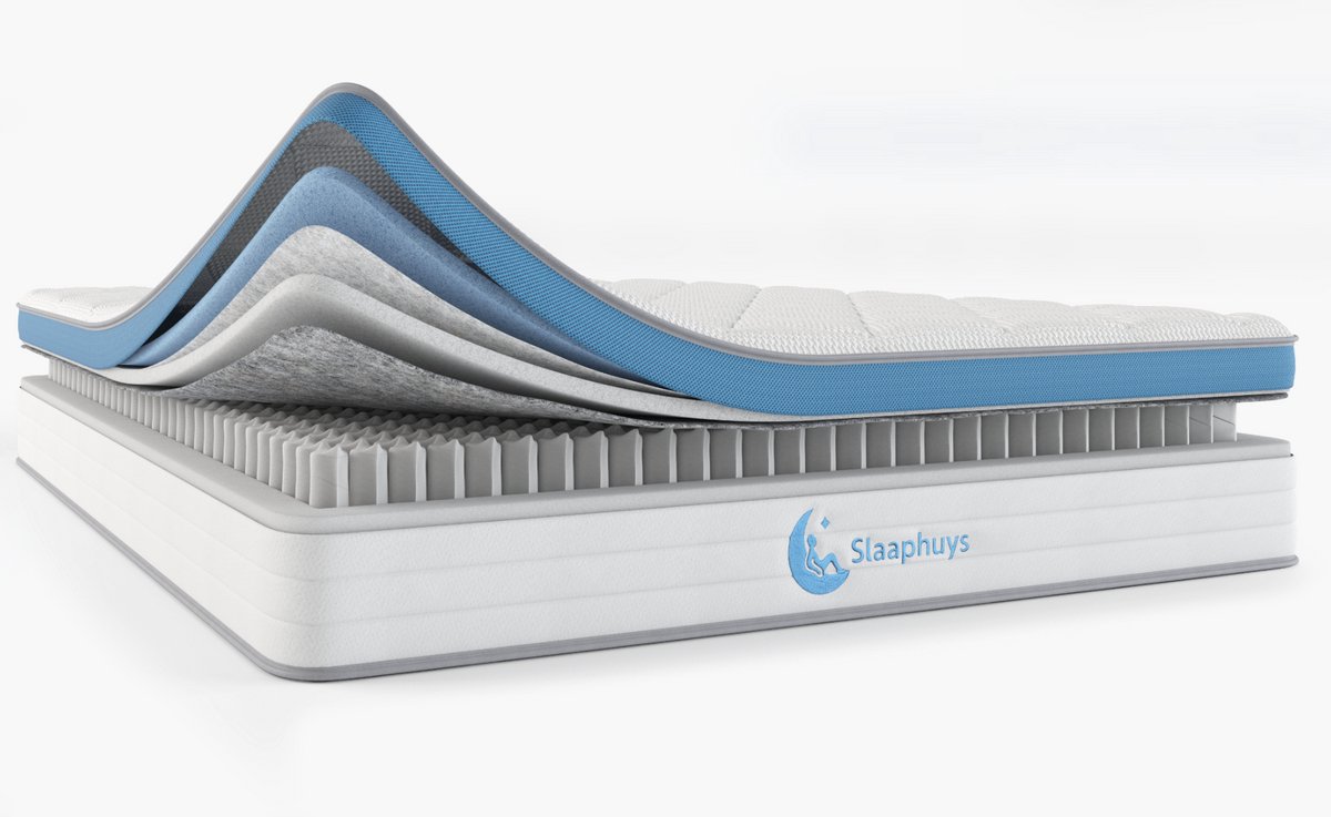 Slaaphuys Imperial Comfort - Matras 180 x 200 cm - Pocketvering - Traagschuim - 22 cm Wit