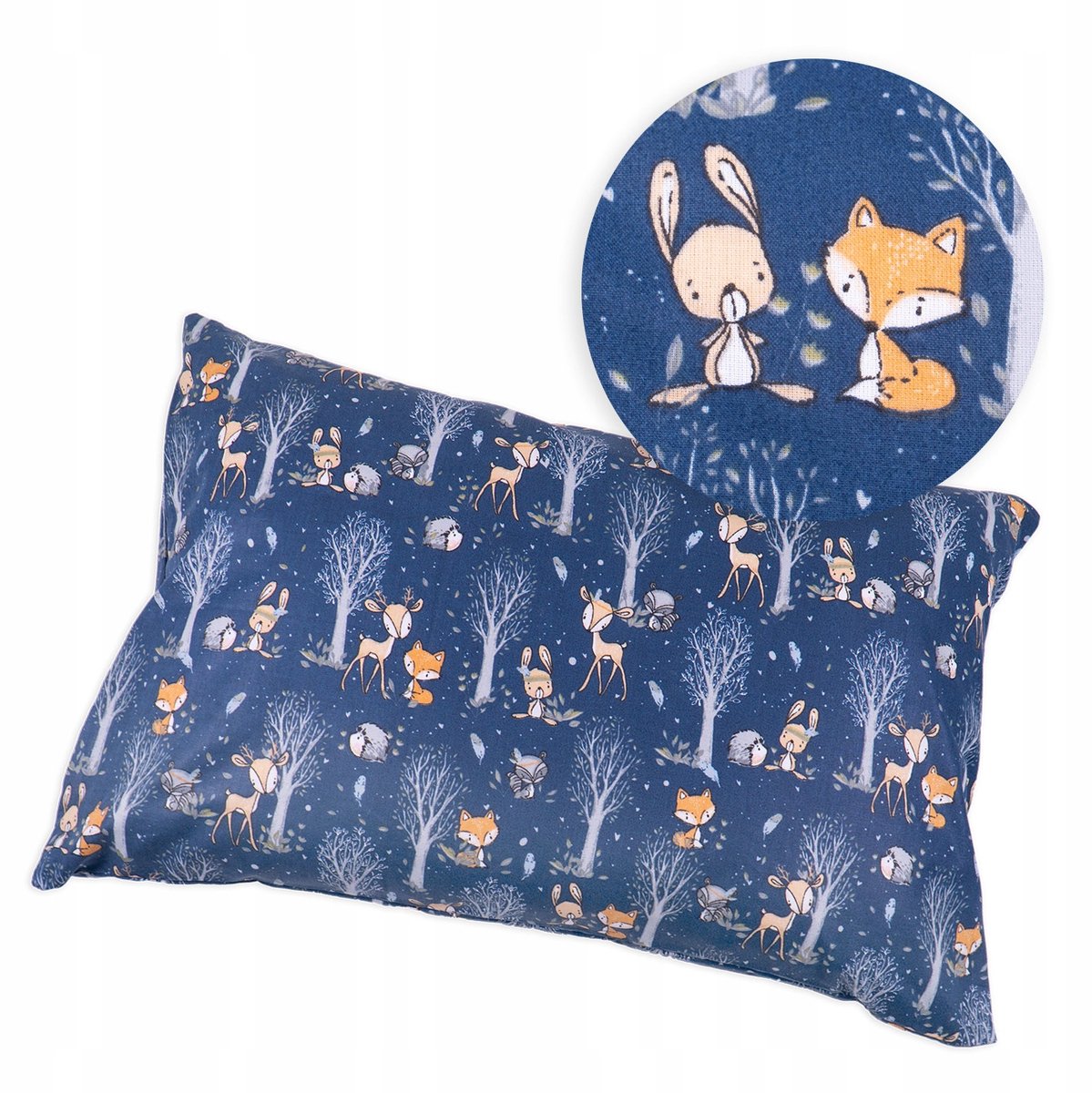 Kussensloop Bosdieren 40x60cm - Navy Blauw met Veilige Rits