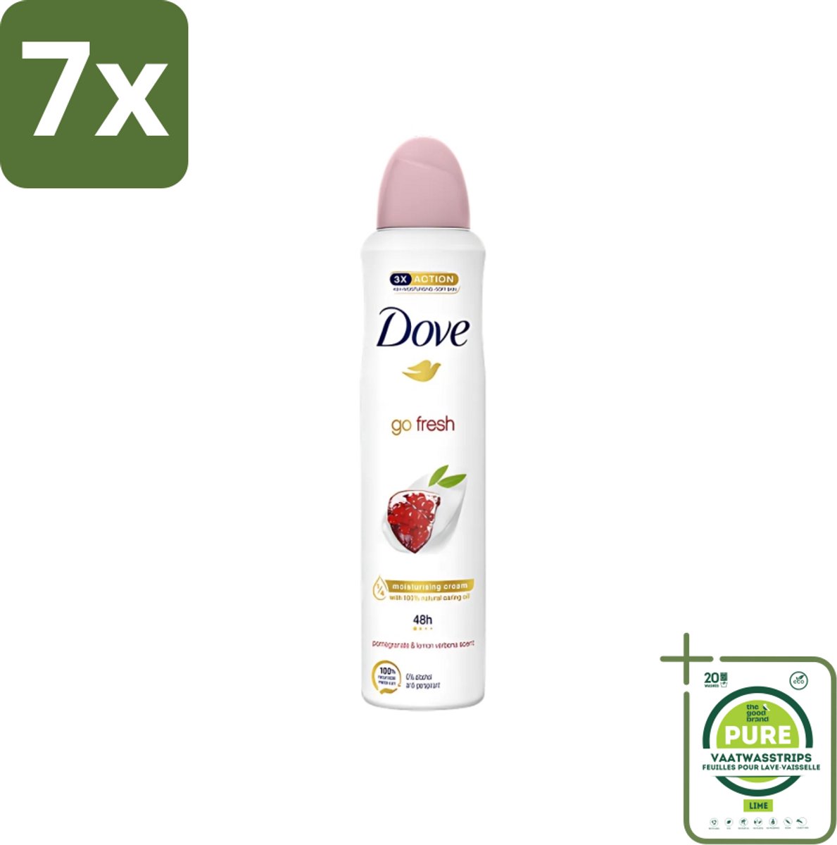 7 x Dove - Deodorant - Spray Go Fresh - Granaatappel - Fruitige geur - 250 ml - Grootverpakking - Dove Deodorant Spray - Granaatappel Citroenverbena - Fruitige Geur - Anti-Transpirant - Alcoholvrij