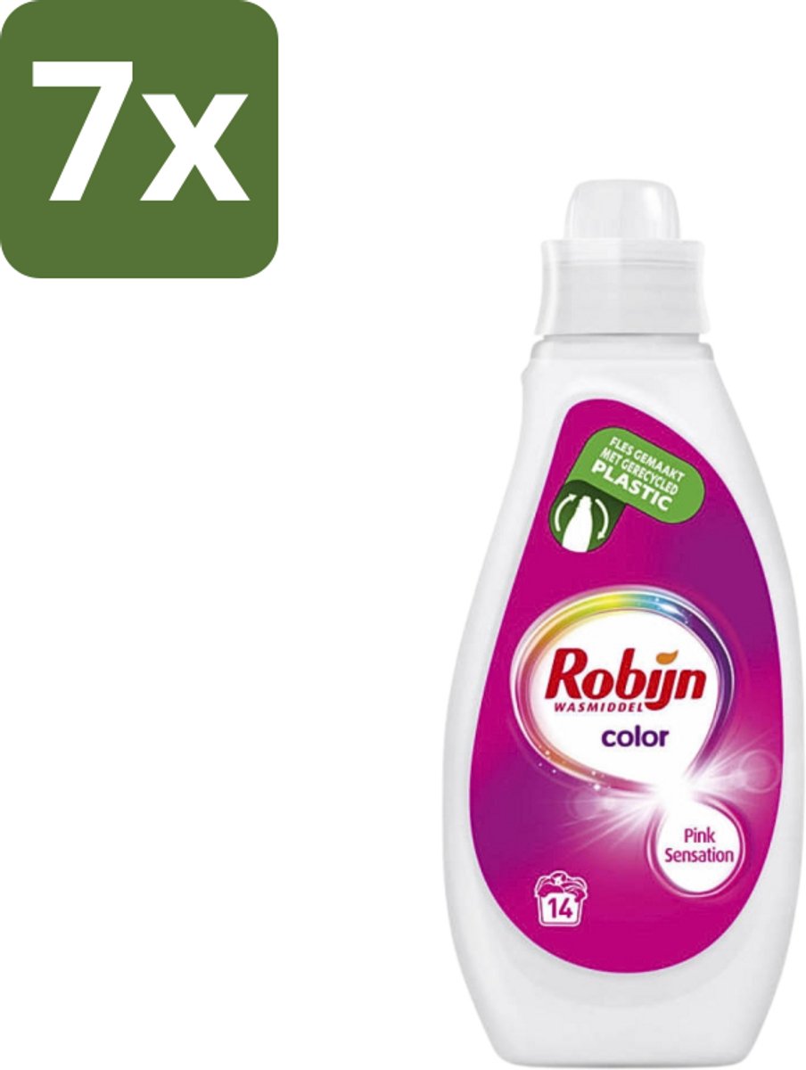 7 x Robijn - Color - Vloeibaar Wasmiddel - Pink Sensation - 14 Wasbeurten - 700 ml - Kleur - Wasmiddel - Wasbeurt - Wasmachine - Wasverzachter