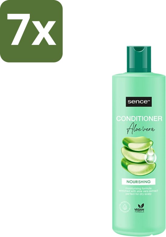 Sence conditioner met aloë vera, 7x, in mintgroene fles met dop.