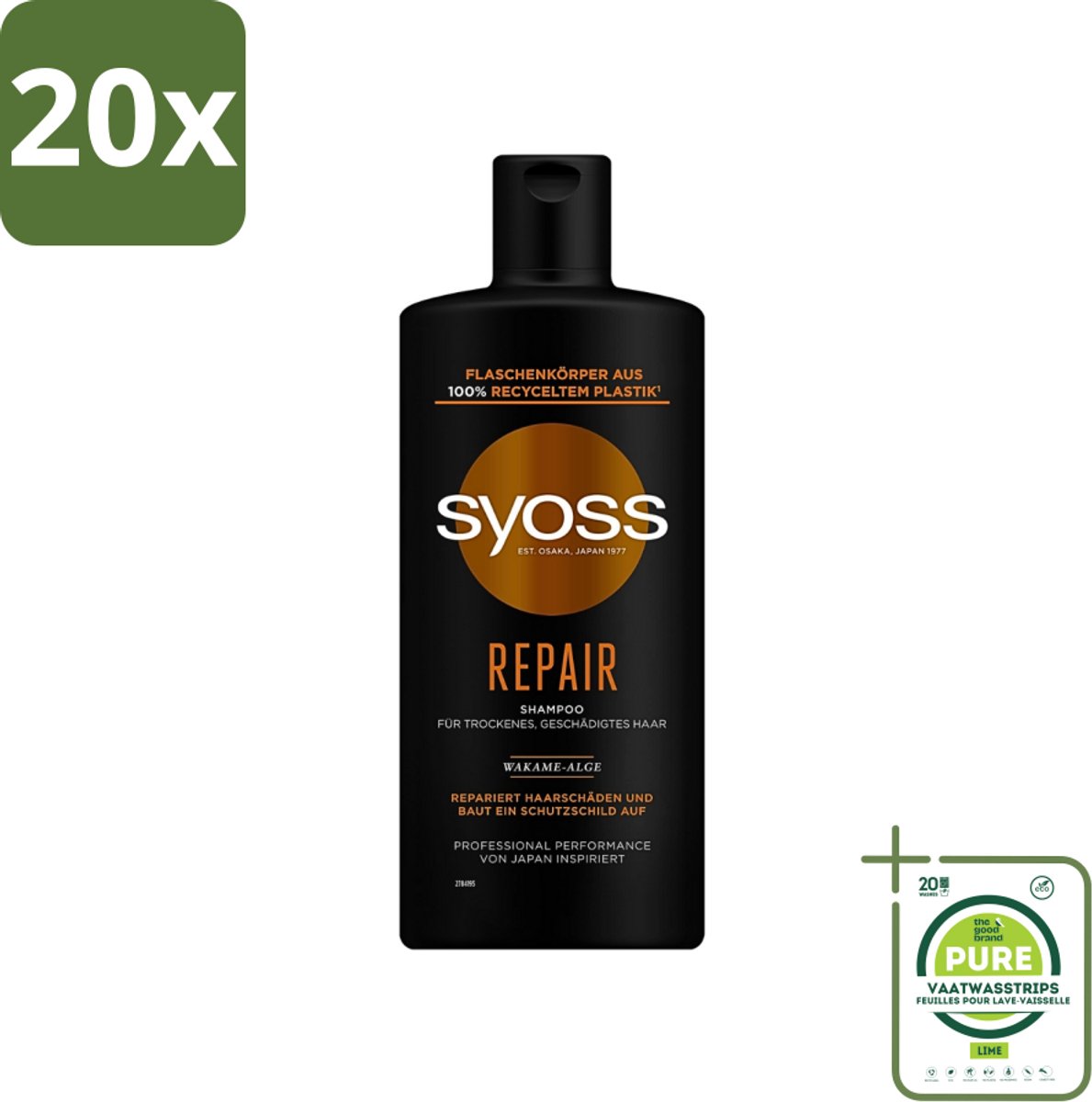 20 x Syoss Repair Shampoo - Shampoo - Herstel - 440 ml - Grootverpakking - Herstel Haar - Beschadigd Haar - Haar Herstellen - Haar Versterken - Haar Structuur