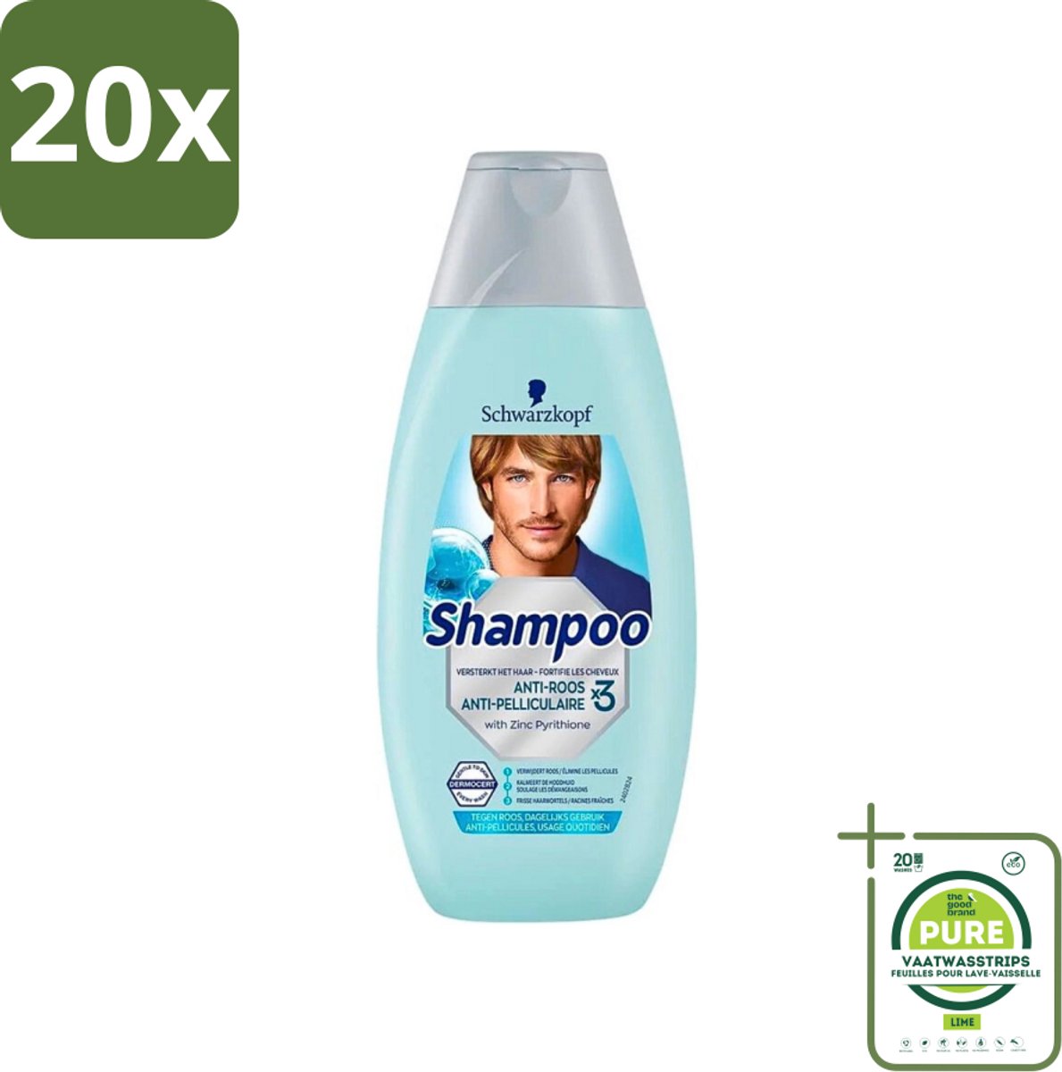 20 x Schwarzkopf - Shampoo Anti-Roos - Tegen Schilfers & Jeuk - 400 ml - Grootverpakking - Anti-roos Shampoo - Roos Bestrijding - Jeuk Verlichting - Schilfers Bestrijding - Gevoelige Hoofdhuid
